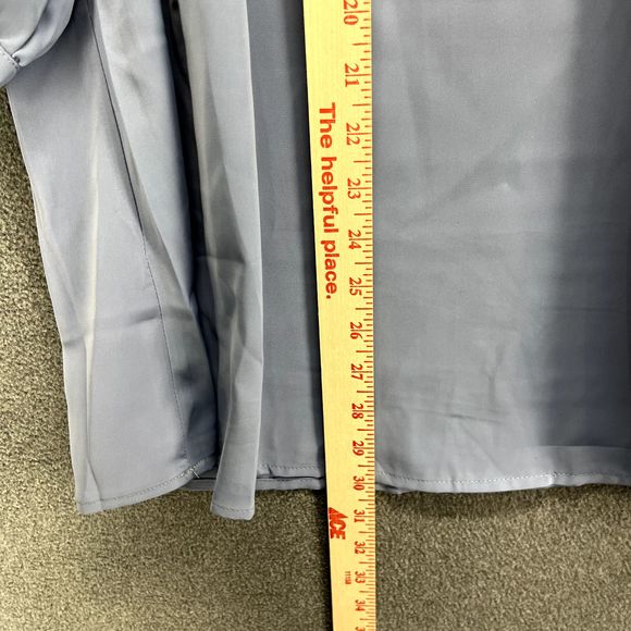 Bloomchic Top Womens Plus 2X 18 20 Blue V Neck tie bow 3/4 Sleeve casual Blouse - Picture 7 of 15